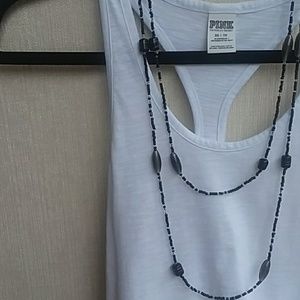 Extra long black beaded necklace for layering